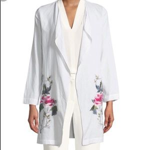 Neiman Marcus White Embroidered Duster/Cardigan